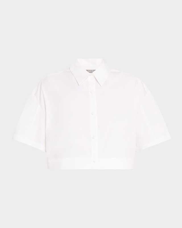 Short-Sleeve Crop Button-Down Shirt